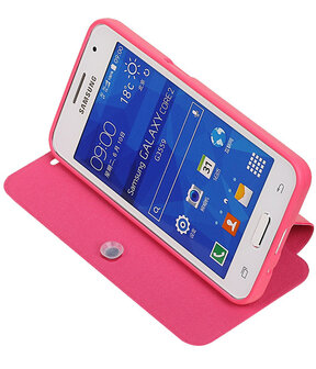 Bestcases Roze TPU Booktype Motief Hoesje voor Samsung Galaxy Core 2