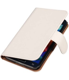 Samsung Galaxy Alpha Effen Booktype Wallet Hoesje Wit