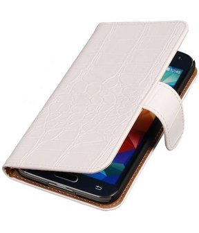 Samsung Galaxy Alpha Croco Booktype Wallet Hoesje Wit