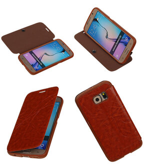 Bestcases Bruin TPU Booktype Motief Hoesje Samsung Galaxy S6