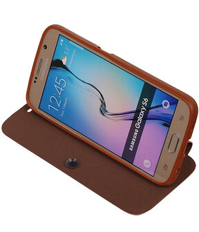 Bestcases Bruin TPU Booktype Motief Hoesje voor Samsung Galaxy S6