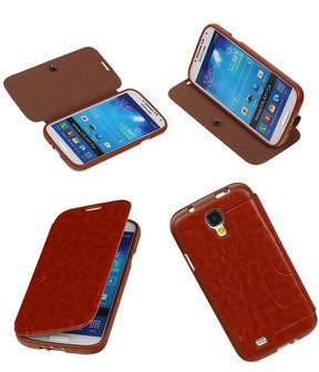 Bestcases Bruin TPU Booktype Motief Hoesje Samsung Galaxy S4