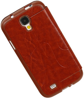 Bestcases Bruin TPU Booktype Motief Hoesje voor Samsung Galaxy S4