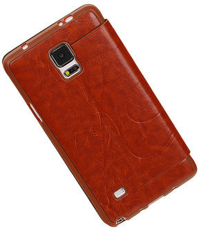 Bestcases Bruin TPU Booktype Motief Hoesje voor Samsung Galaxy Note 4