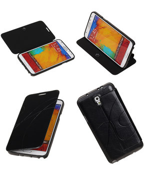 Bestcases Zwart TPU Booktype Motief Hoesje Samsung Galaxy Note 3 Neo