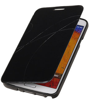 Bestcases Zwart TPU Booktype Motief Hoesje voor Samsung Galaxy Note 3 Neo