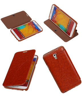 Bestcases Bruin TPU Booktype Motief Hoesje Samsung Galaxy Note 3 Neo