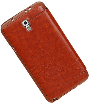 Bestcases Bruin TPU Booktype Motief Hoesje voor Samsung Galaxy Note 3 Neo