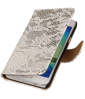 Sony Xperia M4 Aqua Lace/Kant Booktype Wallet Hoesje Wit