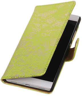 Huawei P8 Lace/Kant Booktype Wallet Hoesje Groen