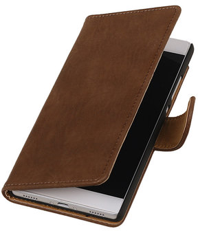 Huawei P8 Bark Booktype Wallet Hoesje Bruin