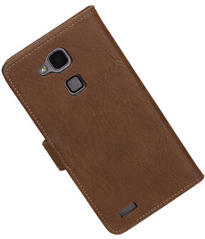 Bruin Hout Huawei Ascend Mate 7 Book/Wallet Case/Cover