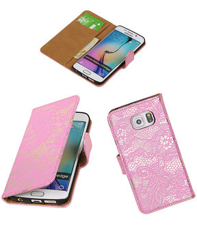 Samsung Galaxy S6 Edge Lace Booktype Wallet Hoesje Roze