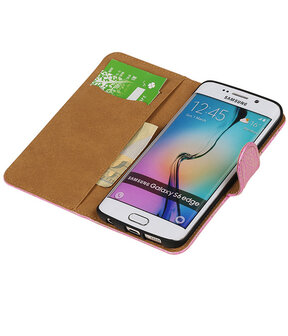 Samsung Galaxy S6 Edge Lace Booktype Wallet Hoesje Roze