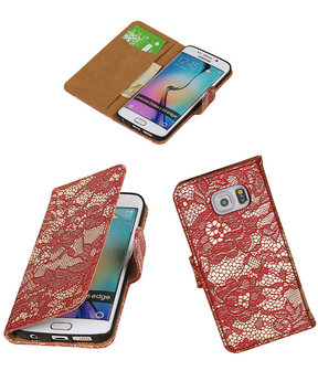 Samsung Galaxy S6 Edge Lace Booktype Wallet Hoesje Rood