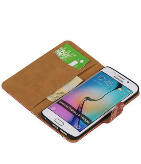 Samsung Galaxy S6 Edge Lace Booktype Wallet Hoesje Rood