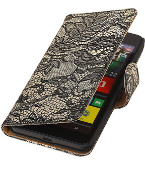 Microsoft Lumia 640 Lace Booktype Wallet Hoesje Zwart