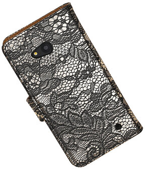 Microsoft Lumia 640 Lace Booktype Wallet Hoesje Zwart