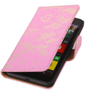 Microsoft Lumia 640 Lace Booktype Wallet Hoesje Roze