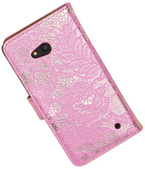 Microsoft Lumia 640 Lace Booktype Wallet Hoesje Roze