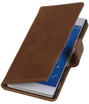 Sony Xperia Z4/Z3 Plus Bark Hout Booktype Wallet Hoesje Bruin
