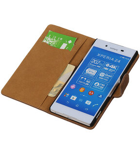 Sony Xperia Z4/Z3 Plus Bark Hout Booktype Wallet Hoesje Bruin