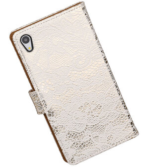 Sony Xperia Z4/Z3 Plus Lace Kant Booktype Wallet Hoesje Wit