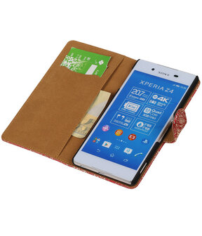 Sony Xperia Z4/Z3 Plus Lace Kant Booktype Wallet Hoesje Rood