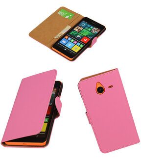 Microsoft Lumia 640 XL Effen Booktype Wallet Hoesje Roze