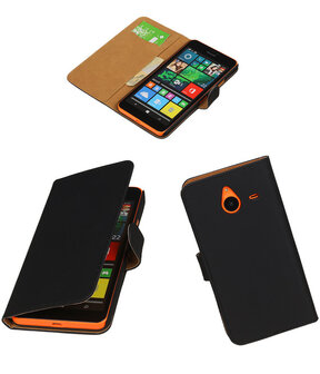 Microsoft Lumia 640 XL Effen Booktype Wallet Hoesje Zwart