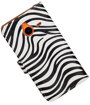 Microsoft Lumia 640 XL Zebra Booktype Wallet Hoesje Wit