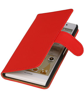 Huawei Ascend P6 Effen Booktype Wallet Hoesje Rood