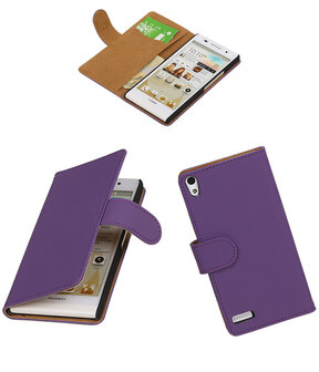 Huawei Ascend P6 Effen Booktype Wallet Hoesje Paars