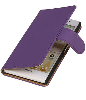Huawei Ascend P6 Effen Booktype Wallet Hoesje Paars