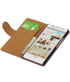 Huawei Ascend P6 Effen Booktype Wallet Hoesje Paars