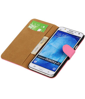 Samsung Galaxy J5 Effen Booktype Wallet Hoesje Roze