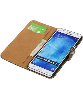 Samsung Galaxy J5 Lace Kant Booktype Wallet Hoesje Zwart