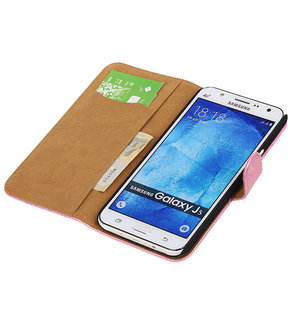 Samsung Galaxy J5 Lace Kant Booktype Wallet Hoesje Roze