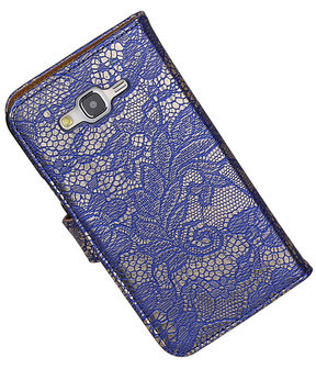 Samsung Galaxy J7 Lace Kant Booktype Wallet Hoesje Blauw