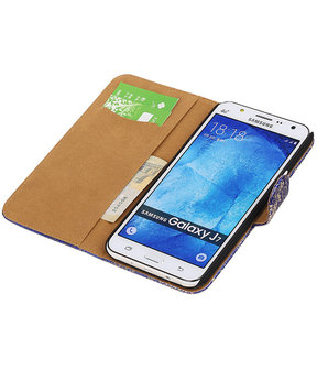 Samsung Galaxy J7 Lace Kant Booktype Wallet Hoesje Blauw