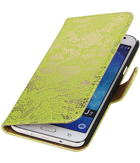 Samsung Galaxy J7 Lace Kant Booktype Wallet Hoesje Groen