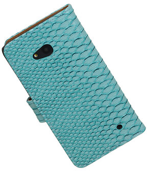 Microsoft Lumia 640 Snake Booktype Wallet Hoesje Turquoise