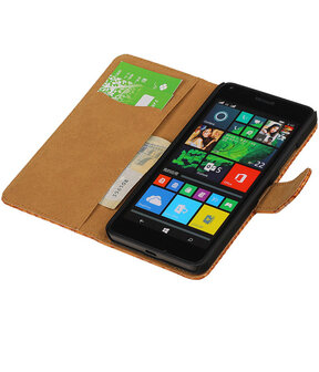 Microsoft Lumia 640 Snake Booktype Wallet Hoesje Bruin