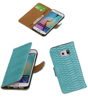 Slang Turquoise Samsung Galaxy S6 Edge Book Wallet Case Hoesje