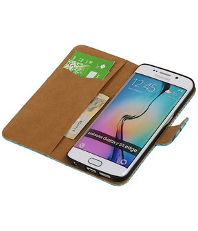Slang Turquoise Samsung Galaxy S6 Edge Book Wallet Case Hoesje