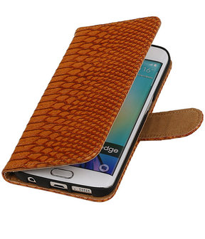 Slang Bruin Samsung Galaxy S6 Edge Book Wallet Case Hoesje