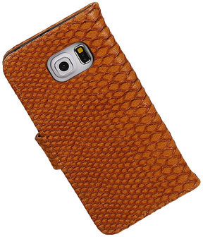 Slang Bruin Samsung Galaxy S6 Edge Book Wallet Case Hoesje