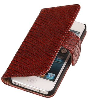 Apple iPhone 5c Snake Slang Booktype Wallet Hoesje Rood