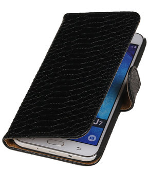 Samsung Galaxy J7 Snake Slang Booktype Wallet Hoesje Zwart