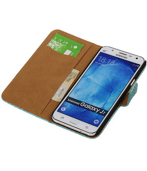 Samsung Galaxy J7 Snake Slang Booktype Wallet Hoesje Turquoise